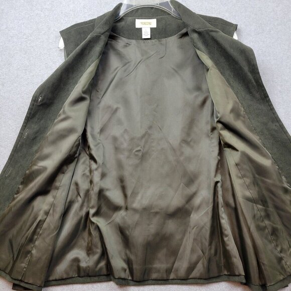 Vintage Talbots Vest Womens Large Green Button Front Microfiber Stretch … - Picture 9 of 11